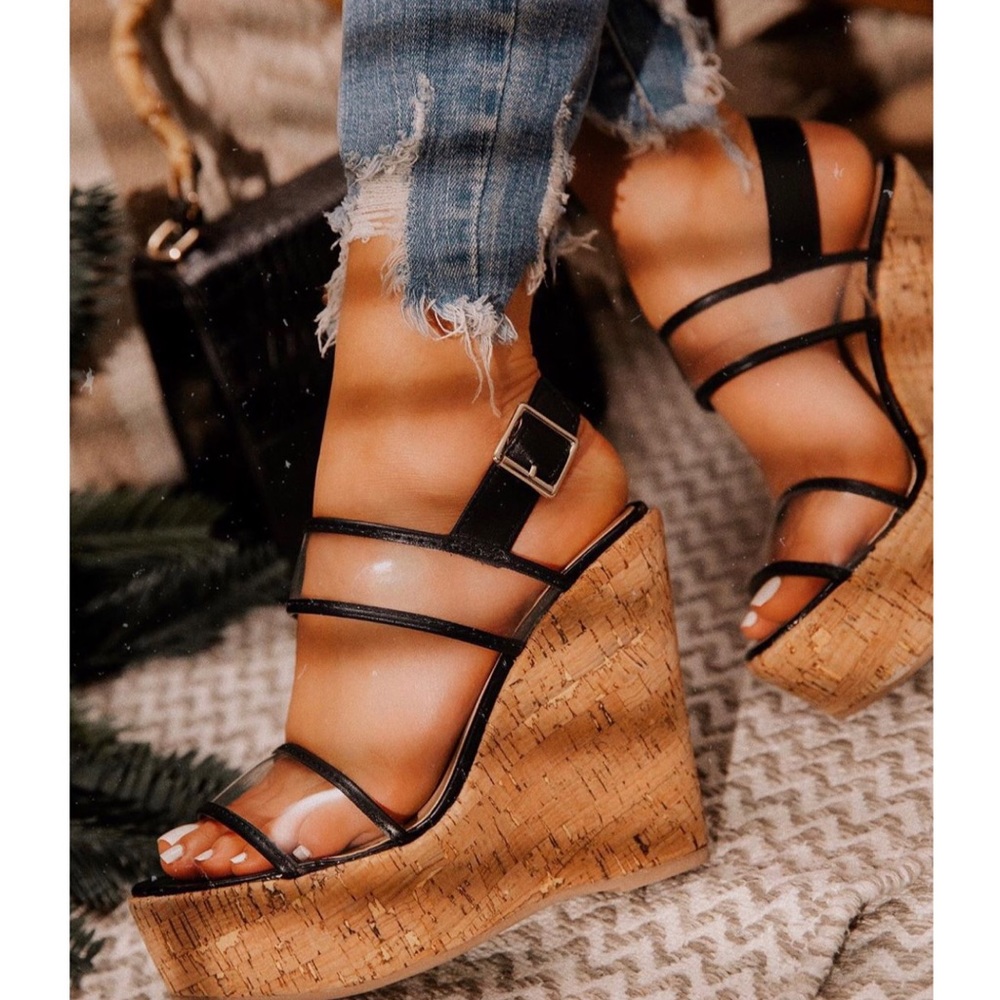 Clear Double Band Cork Wedge